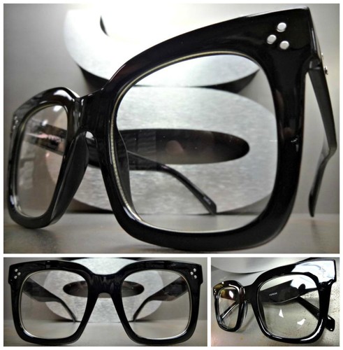 OVERSIZE VINTAGE RETRO NERD Style klare Gläser BRILLE dickes großes schwarzes Gestell - Bild 1 von 12