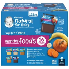 2Nd Foods Natural for Baby Wonderfoods Baby Food, Variety Pack, 4 Oz Tubs (32 Pa