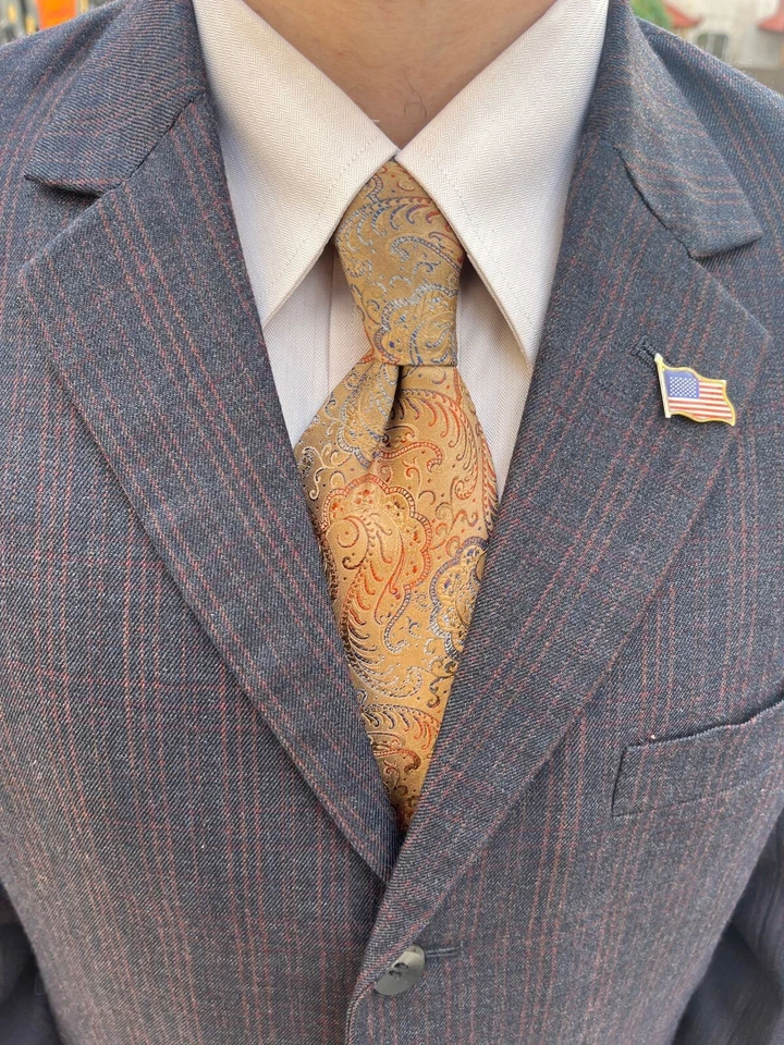 Traje a rayas clásico a medida vintage años 60 todo estambre 3 botones Foto 4 de 4