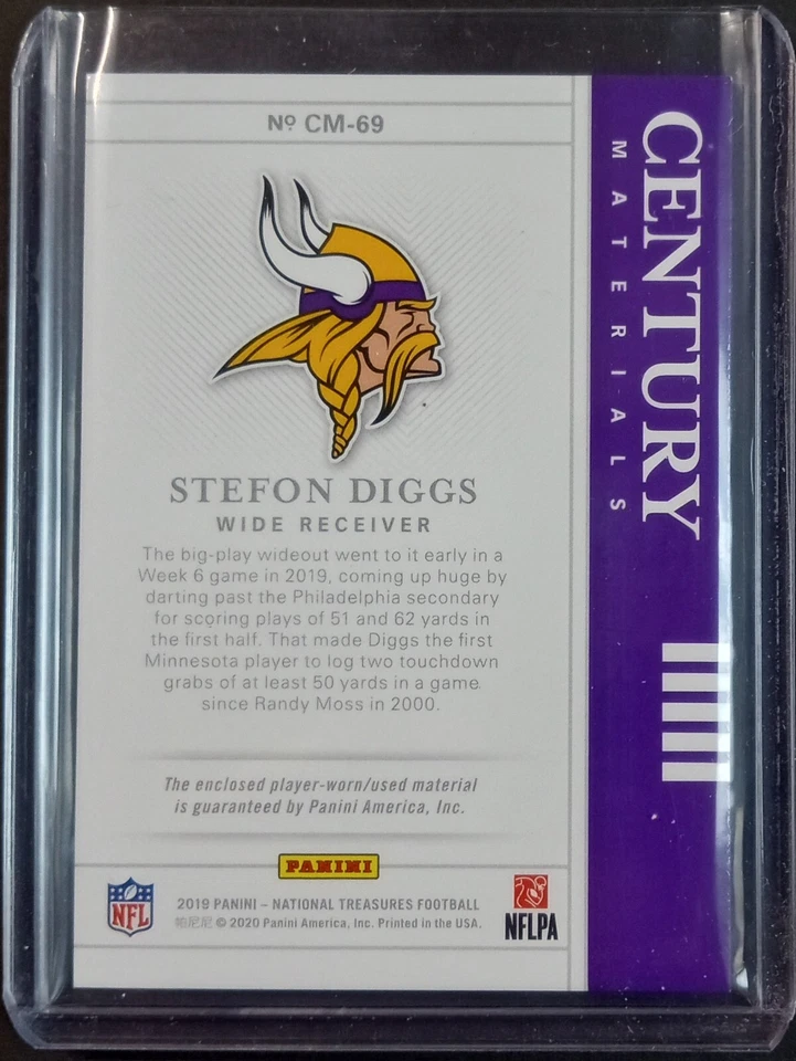 2019 National Treasures Stefon Diggs Century Materials 14/99 Jersey # Vikings - Image 2 of 2