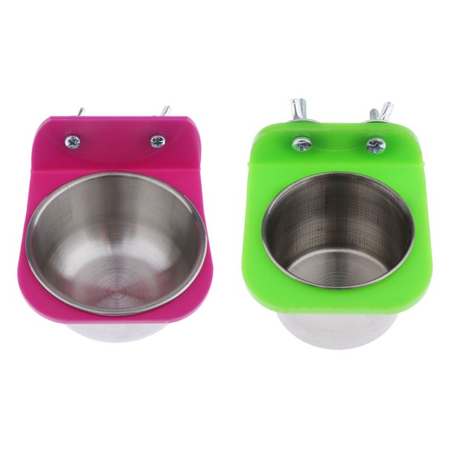 2pcs Bird Cage Food Water Feeding Bowl for Parrot Canary Macaws Finches