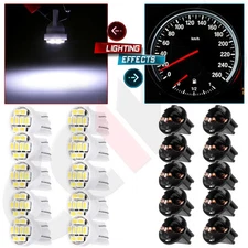 10x T10 194 168 White 8SMD Dash Instrument Speedometer LED Light Bulbs W/Sockets