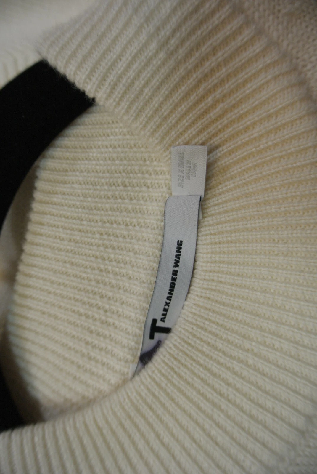 NUOVO T by Alexander Wang maglione in lana merino con ritaglio posteriore avorio taglia XS #D3101