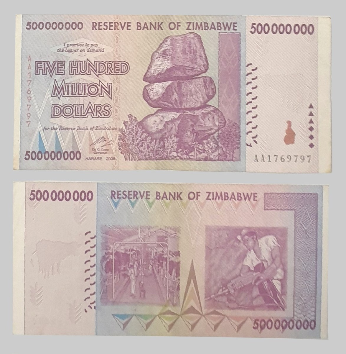 Zimbabwe 500 Million Dollars 2008 Banknote Circulated, VF-EF Condition P-82  | eBay UK