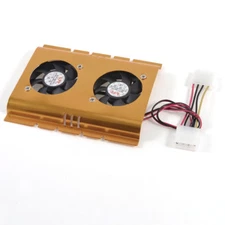 2X GOLD 3.5" Hard Drive Disk HDD 4 Pin Cooling Fan Cooler Radiator PC SATA IDE