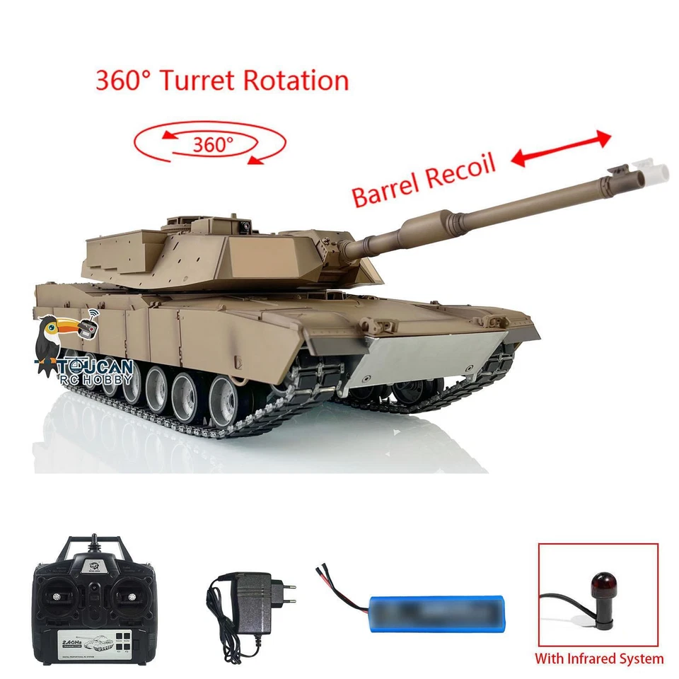 HengLong 7.1 1/16 3918 M1A2 Abrams Metal Chassis Plastic Hull RTR RC Tank IR BB - Image 3 of 4