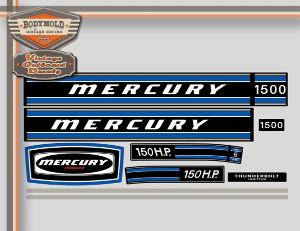 Autocollants Moteur Mercury 150ch XR6 - Jeu De Décalcomanies Rouges - Neuf