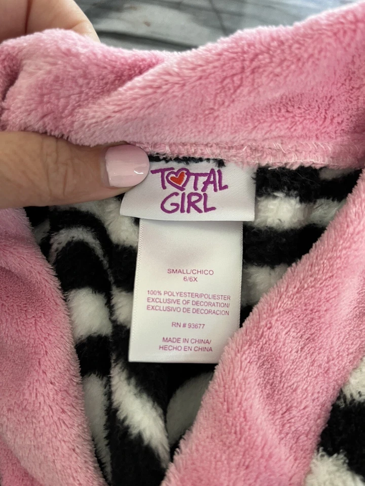 Albornoz Total Girl estampado cebra rosa ribete niñas 6-6x pequeño c4 Foto 3 de 4