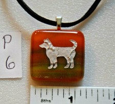 Made In USA Fused Glass Pendant with 18" Soft Leather Necklace P6