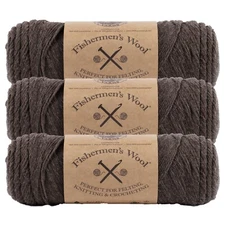 (3 Pack) Lion Brand Yarn 150-126K Fishermen's Wool Yarn, Nature's Brown