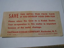 Eastman Kodak KP 27652 7-42-FXX Notice re Metal Shortage  Film Pack Case