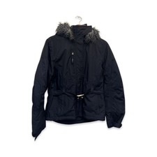 Elle Sport Jacket Black Women Uk 12 Size M Padded Puffer With Hood With Belt