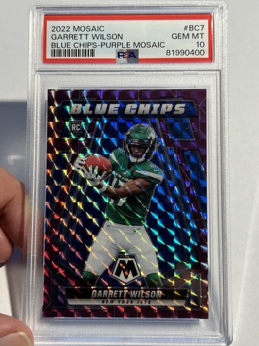 2022 Mosaic GARRETT WILSON PURPLE MOSAIC ROOKIE CARD # 17/49 PSA 10🔥RARE🔥POP 7