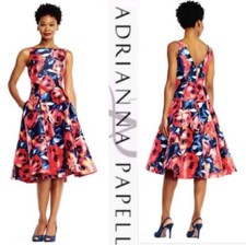 Adrianna Papell Floral Print Mikado Dress  Size 2 