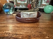 Mex,James Reid style 14K Sterling Silver Belt Buckle Longhorn 33-35  -1        