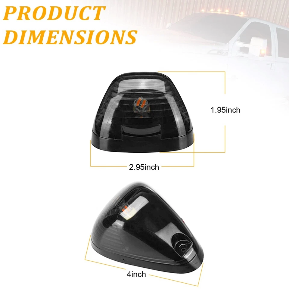 5x Smoke LED Cab Roof Lights Marker Amber For Ford F-250 F-350 F450 Super Duty - Imagem 3 de 4