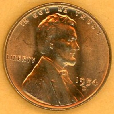 1954D LINCOLN WHEAT CENT BRILLIANT RED AS SEEN IN PHOTO