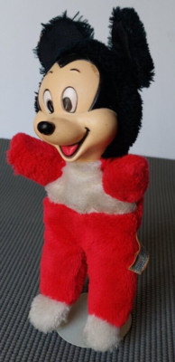 MICKEY MOUSE WALT DISNEY PROD. NUTSHELL STUFFED, PLASTIC FACED PLUSH. KOREA