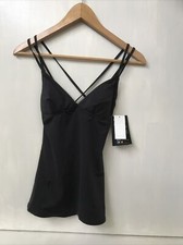 TYR Women's Solid Brooke Tank Top Tankini Crisscross Back Swimwear Size S NWT