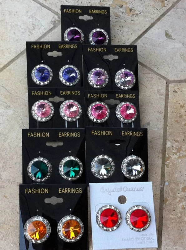 Genuine Austrian Crystal Rhinestone 20mm Rivoli Dance Earrings