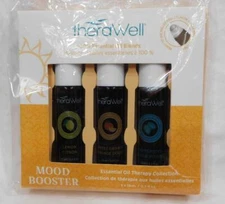 NIP - Therawell 100% Pure Aromatherapy Roll-On Essential Oils, Mood Booster Set