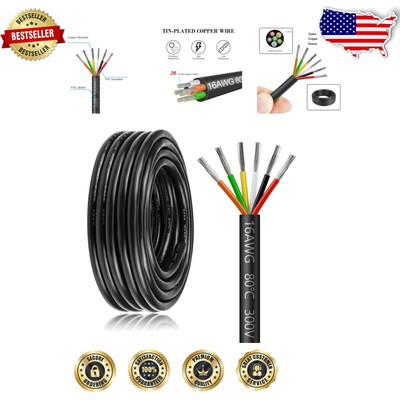 16 Gauge 6 Conductor Tinned Copper Wire - 65.6FT PVC Insulated Low Voltage Cable