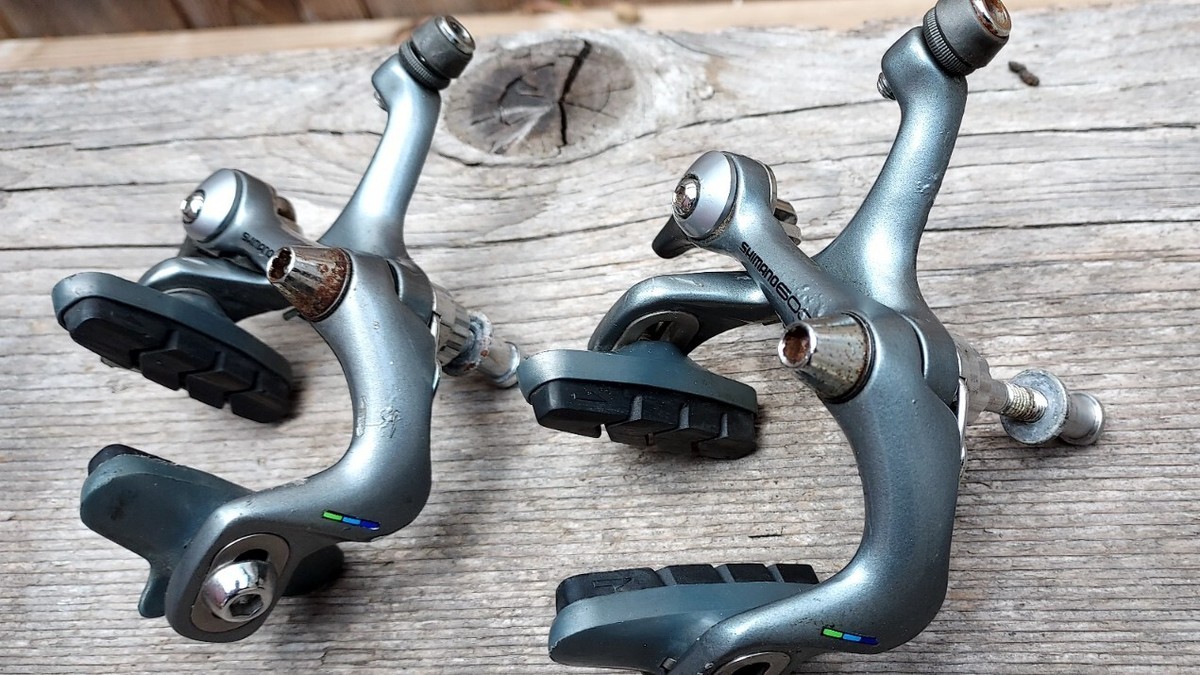 Étriers De Frein Shimano 600 Tri Colore BR-6400 - Tirage Latéral - VTT/VTC Japon (1988, 49-39mm) - Occasion