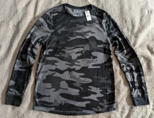 EXPRESS Thermal Shirt Base Layer Black Gray Camouflage Mens S NEW NWT
