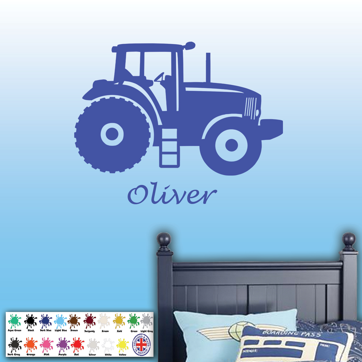 Tractor Wall Sticker Personalised Name Boys Bedroom Wall Art Kids