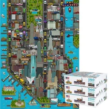 New York Puzzle Retro 8-bit Pixel Jigsaw Souvenir Kids Adults Family by bopster