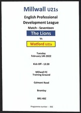 MILLWALL v WATFORD 14.02.23 ENGLISH PROFESSIONAL DEVELOPMENT LEAGUE PROGRAMME