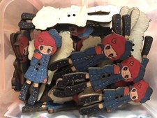 18 Bottoni In Legno Ragazzina Kawaii
