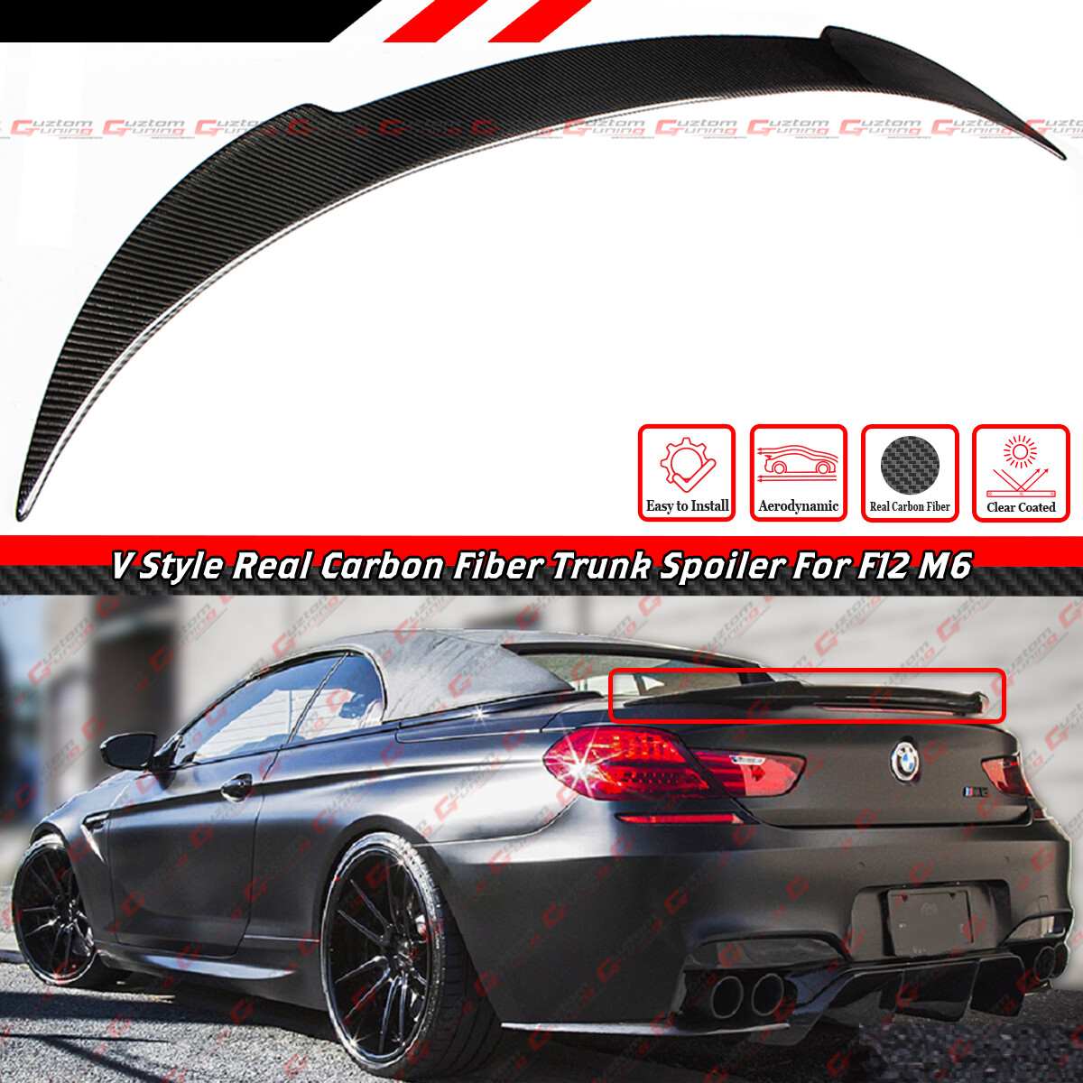For 2012-16 BMW F12 640i 650i M6 CONVERTIBLE V CARBON FIBER TRUNK
