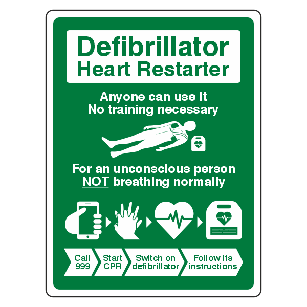 Heart Restarter Sign - 300x400mm - 1mm Rigid Plastic- CLEARANCE
