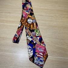 Nicole Miller 1993 Handsewn Silk Tie Baseball Sports New York Print Vintage