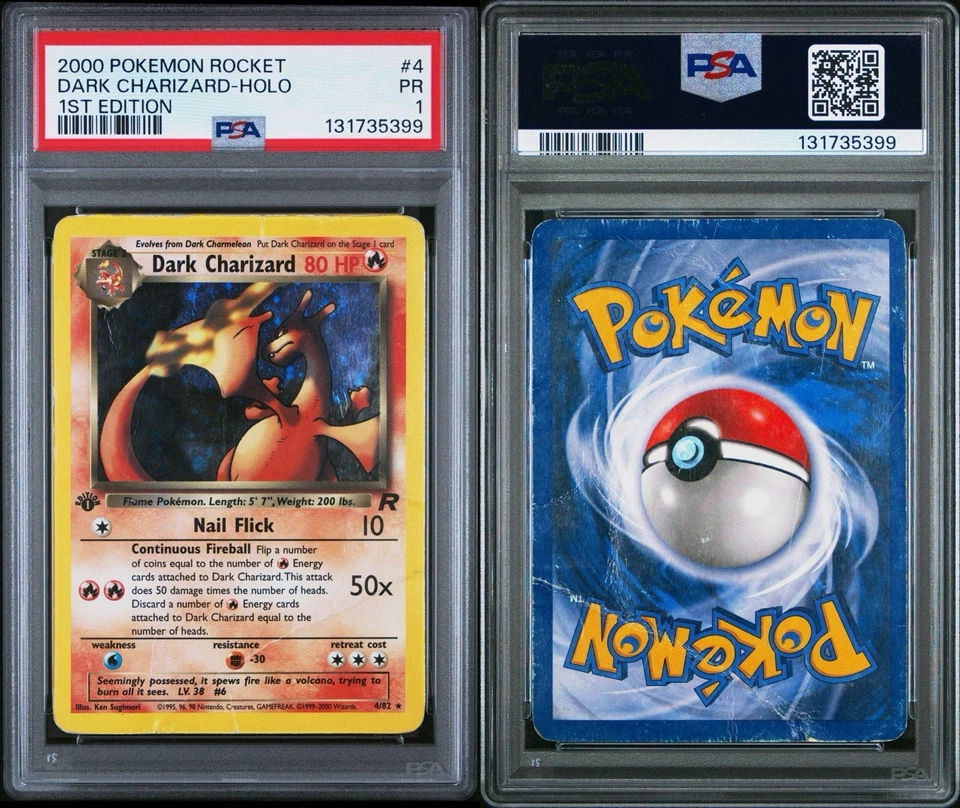 Dark Charizard 4/82 Pokemon Card 1st Edition Holo Team Rocket 2000 WOTC PSA 1 - Image 3 of 3