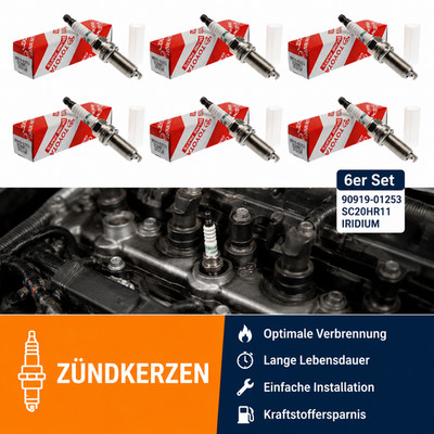 Für Toyota Prius Verso Isis Premio: 6x Denso Iridium Zündkerze 90919-01253