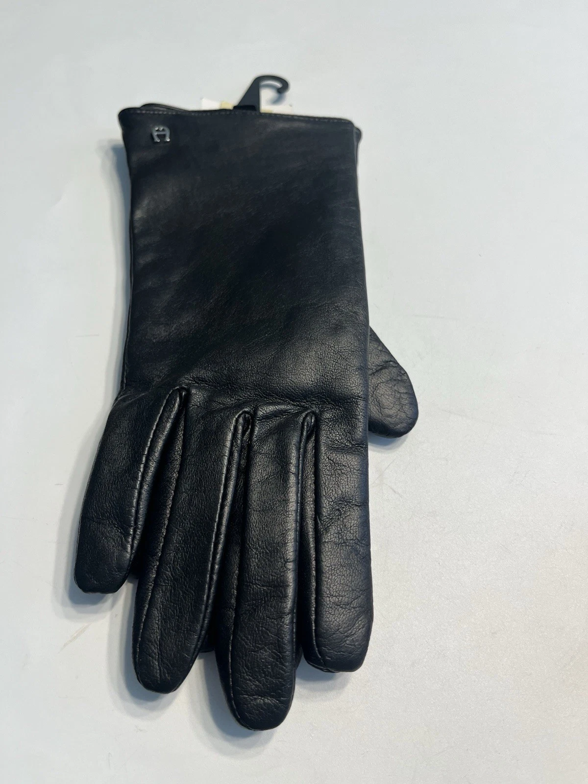 Etienne Aigner Black Leather Cashmere Lined Driving Gloves Sz M - New MSRP $65