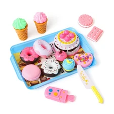 LOVESTOWN Pretend Desserts Toy Set, 15 PCS Play Food Desserts for K... Fast Ship