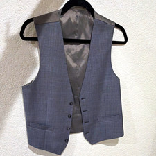 Men's Gray Solid Formal Tuxedo Suit Vest Waistcoat Button Front Style