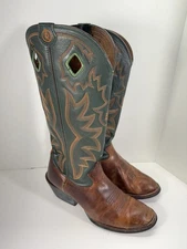 Tony Lama Dawson 3R Buckaroo Boots Men 12 D Brown Green Leather RR1016 Western