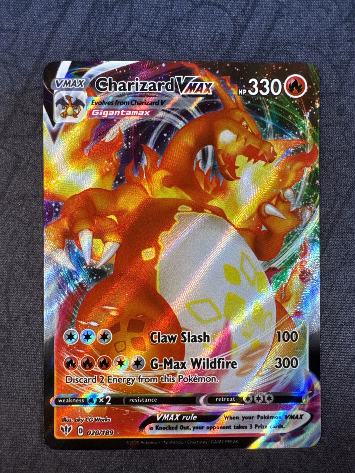 Charizard VMAX 020/189 Swsh03: Darkness Ablaze Holo Pokemon BM