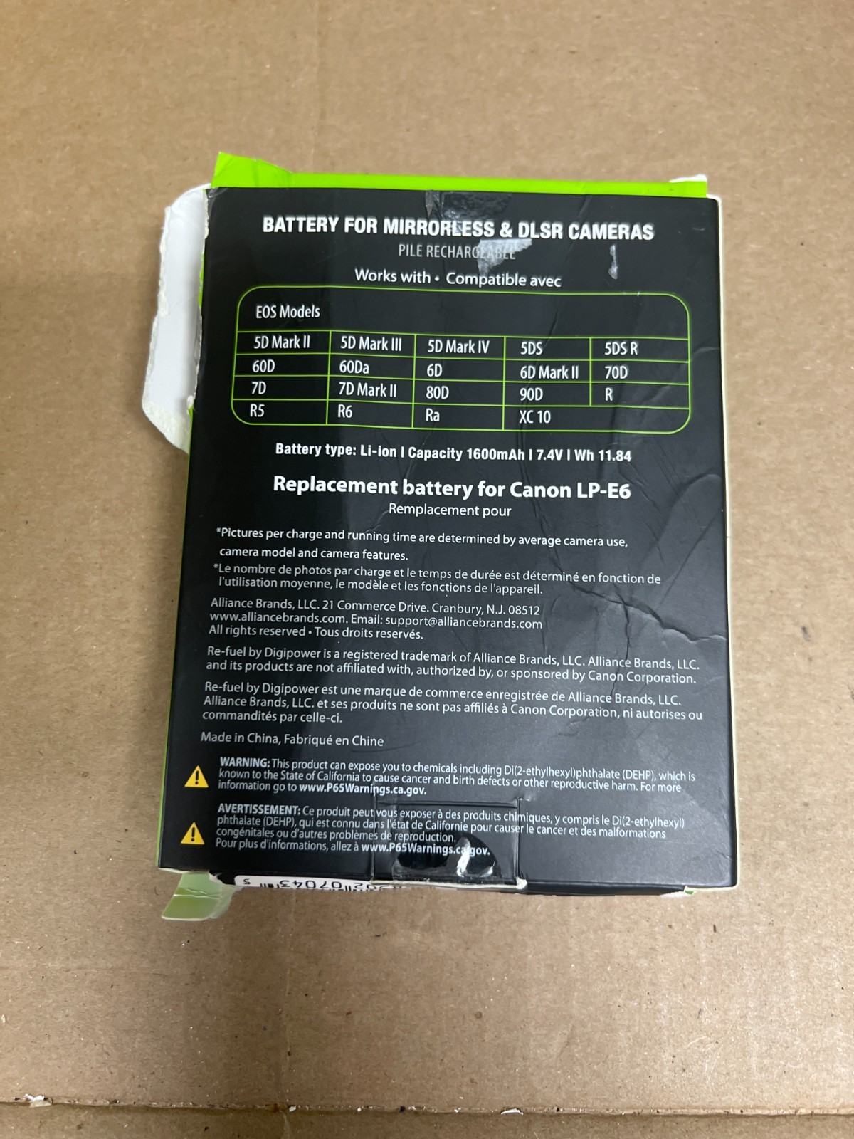 Digipower - Rechargeable Battery for Canon LP-E6 5D Mark II-III 7D Mark II 6D 7D