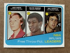 1972-73 Topps Basketball #174 Free Throw % Leaders (Marin, Murphy, Goodrich)