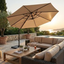 10FT Offset Patio Round Cantilever Umbrella w/Base Included,UV Protective Water