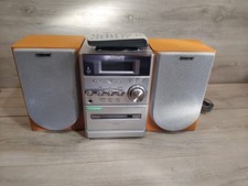 Sony Micro Hifi Component System CMT-NE3 Silver Working Speakers Remote Box VGC