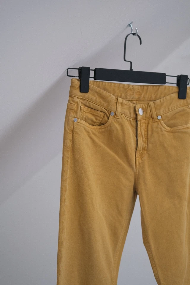 Pantalones de mezclilla de algodón mostaza de lujo para mujer Loro Piana talla 42 ajustados hechos en Italia Foto 4 de 4
