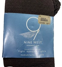 Vtg NINE & Company Women Light Opaque Control Top Tights Size M Chocolate Brown