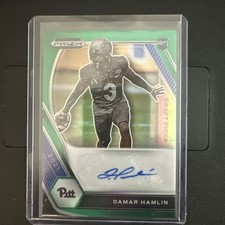 2021 Panini Prizm Draft Picks DAMAR HAMLIN Rookie Green Auto Pitt RC #DPA-DHA