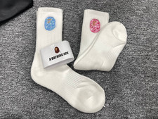 A Bathing Ape BAPE White Socks 2 Pack Crew Camo Embroidered Logo Street